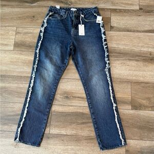 Good American Good Boy Distressed Side Seam Jeans, size 8. New with tags.